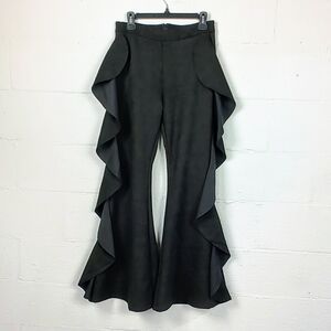 CQ By CQ Faux Suede Ruffled Side Flared Pants